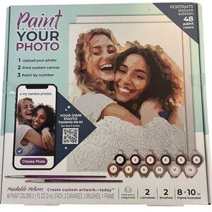 Paint Your Photo Portraits Deluxe Paint-By-Number Kit 8×10 with Frame DIY